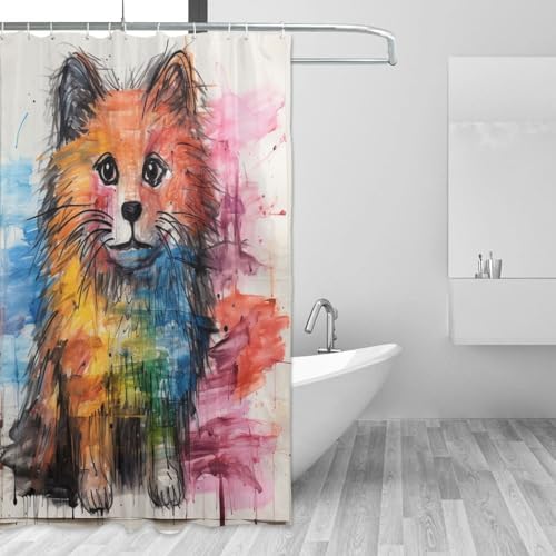 Cute Dog Shower Curtain Set