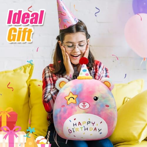 Happy Birthdays with Peace Bear Plush Pillow