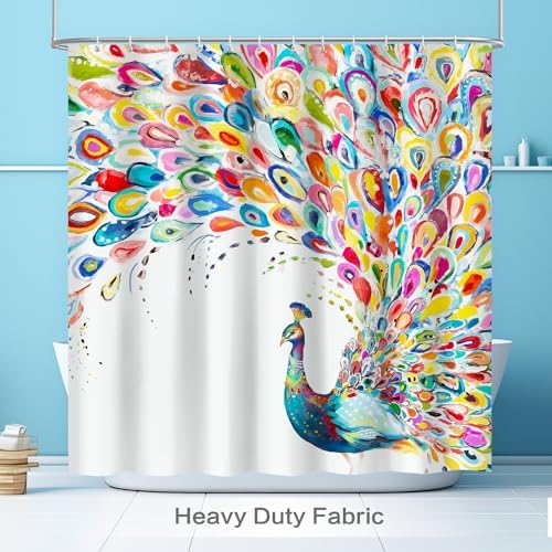 Vimorco Watercolor Peacock Shower Curtain