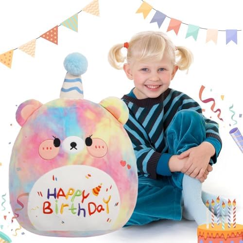 ARELUX 18in Cute Color Bear Plush Pillow
