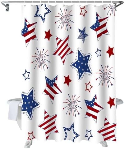 ALAGEO 4th of July USA Flag Shower Curtain