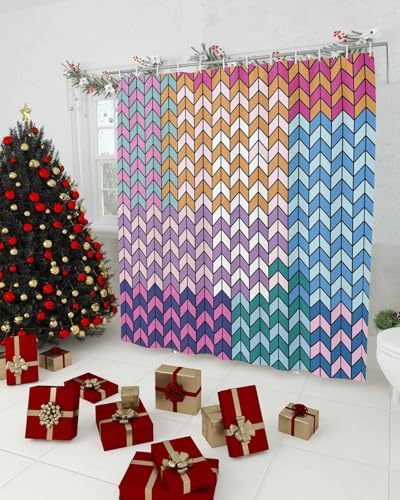 Moroccan geometric shower curtain set with 12 hooks waterproof bath curtain design