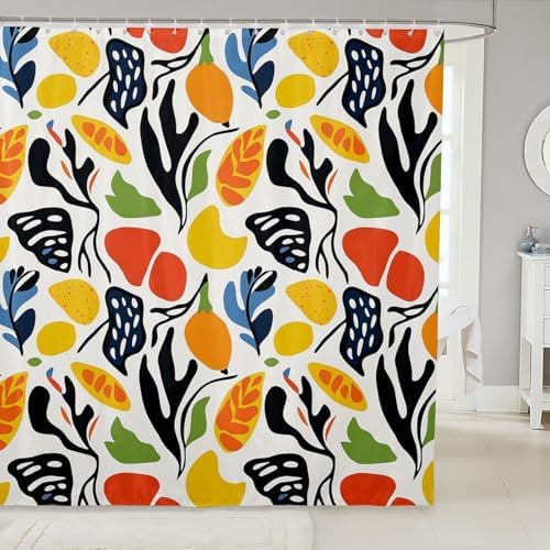 Jejeloiu Kids Tropical Fruit Shower Curtain Set 72x72