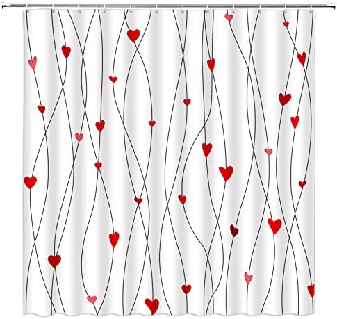 Valentines Day Heart Shower Curtain Red