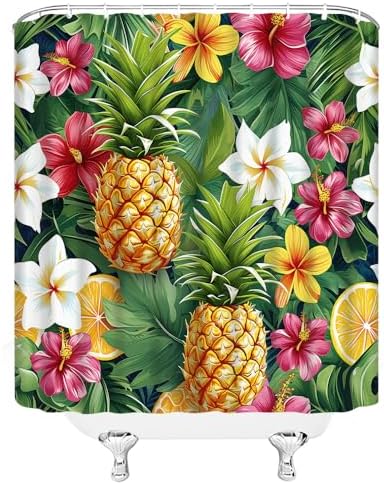 Ergonomic Pineapple Shower Curtain Exquisite tropical Design