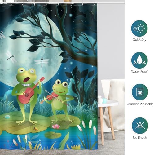 Aimego Funny Frog Shower Curtain Set