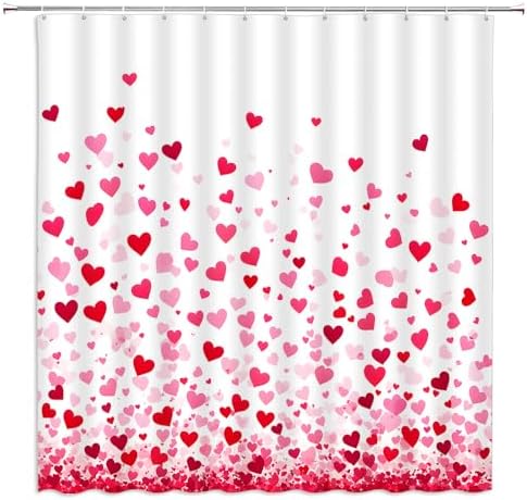 Red Pink Love Valentines Day Heart Shower Curtain
