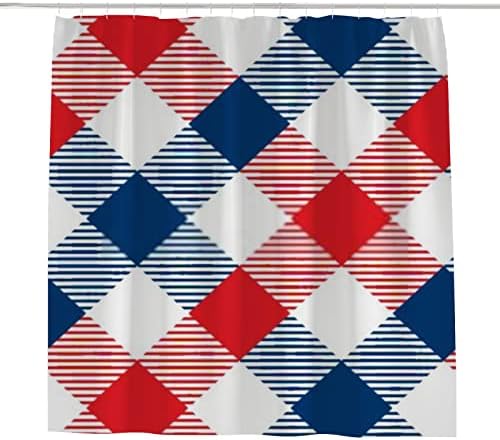 Hapuxt Gingham Red Blue Shower Curtains Durable Machine Washable