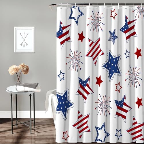 ALAGEO 4th of July USA Flag Shower Curtain