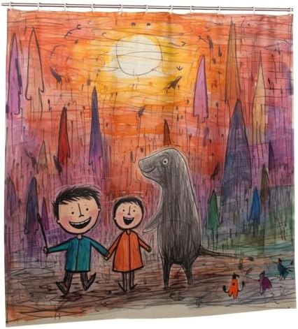 Crayon Fun - kids Drawing Painting Shower Curtain 72x72in Soft Durable