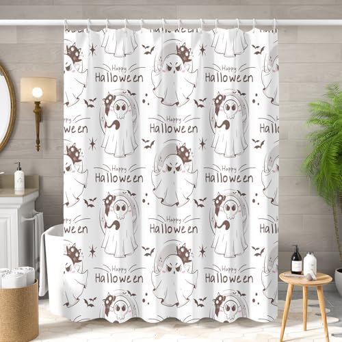 Sillsloso Halloween Ghost Shower Curtain 72x84 Inch