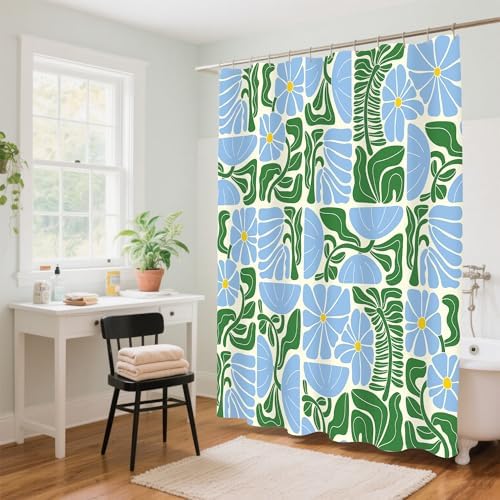 Stylish Boho Floral Shower Curtain Washable Durable