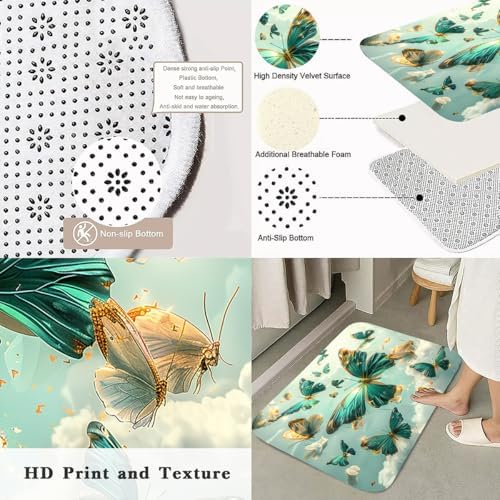 AlexEx 4-Piece Green Butterfly Shower Curtain Set