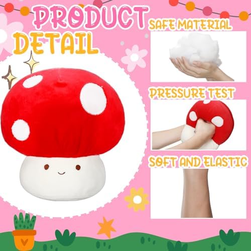 Huwena 3 Pcs Mushroom Plush Pillows 9 Inch 1