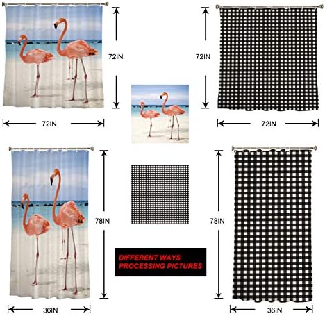 Stunning Christmas Shower Curtain Modern Red Lattice with Heart Tree Waterproof 60x72-Inch