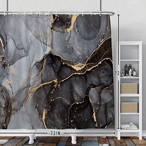 Luxury Gray Gold Marble Shower Curtain