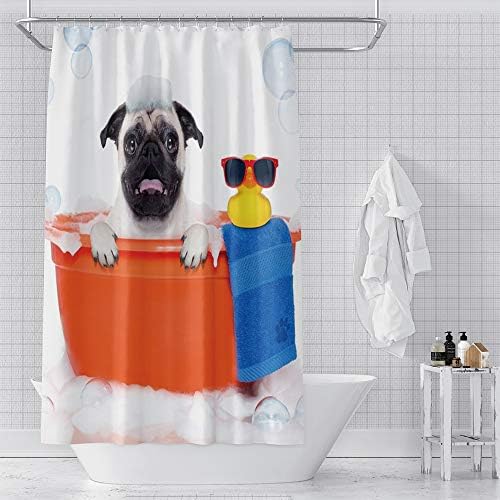 OERJU Cute Animal Shower Curtain Set with Hooks