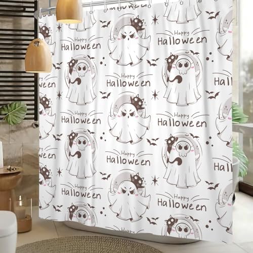 Sillsloso Halloween Ghost Shower Curtain 72x84 Inch