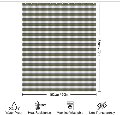 Modern Olive Green Washable Shower Curtain Set
