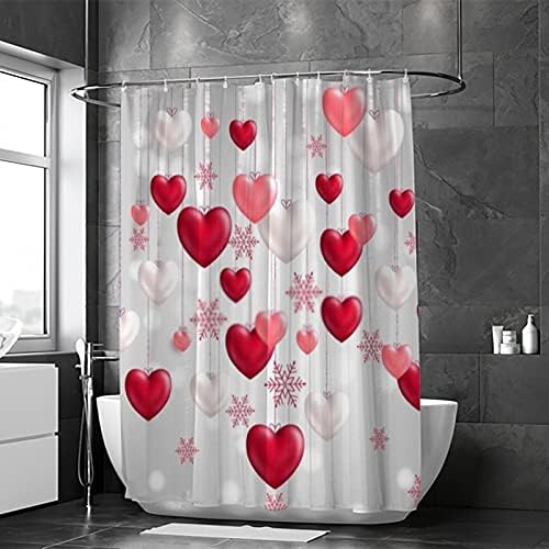 Hapuxt Heart Red Romantic Waterproof Shower Curtain