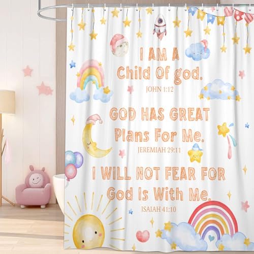 Kids Christian Inspirational Quotes 72-inch Shower Curtain Set