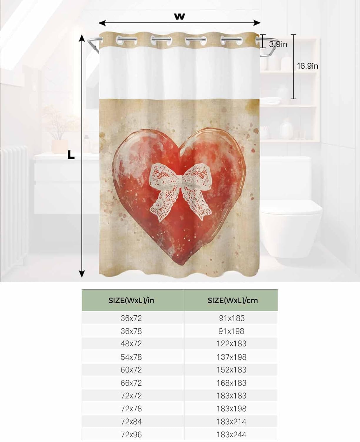 No-Hook Waterproof Shower Curtain Set