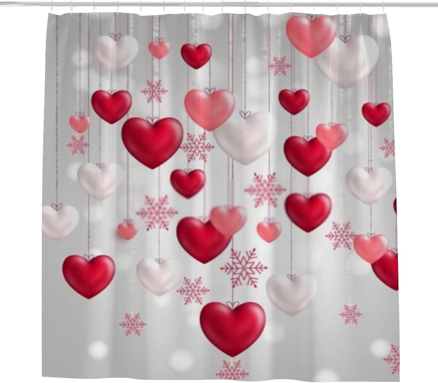 Hapuxt Heart Red Romantic Waterproof Shower Curtain