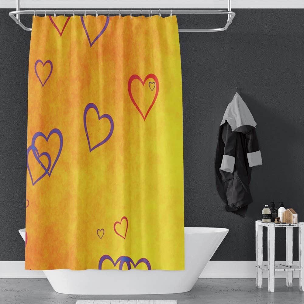 72x78inch Love Heart Red Purple Shower Curtain for Valentines Day