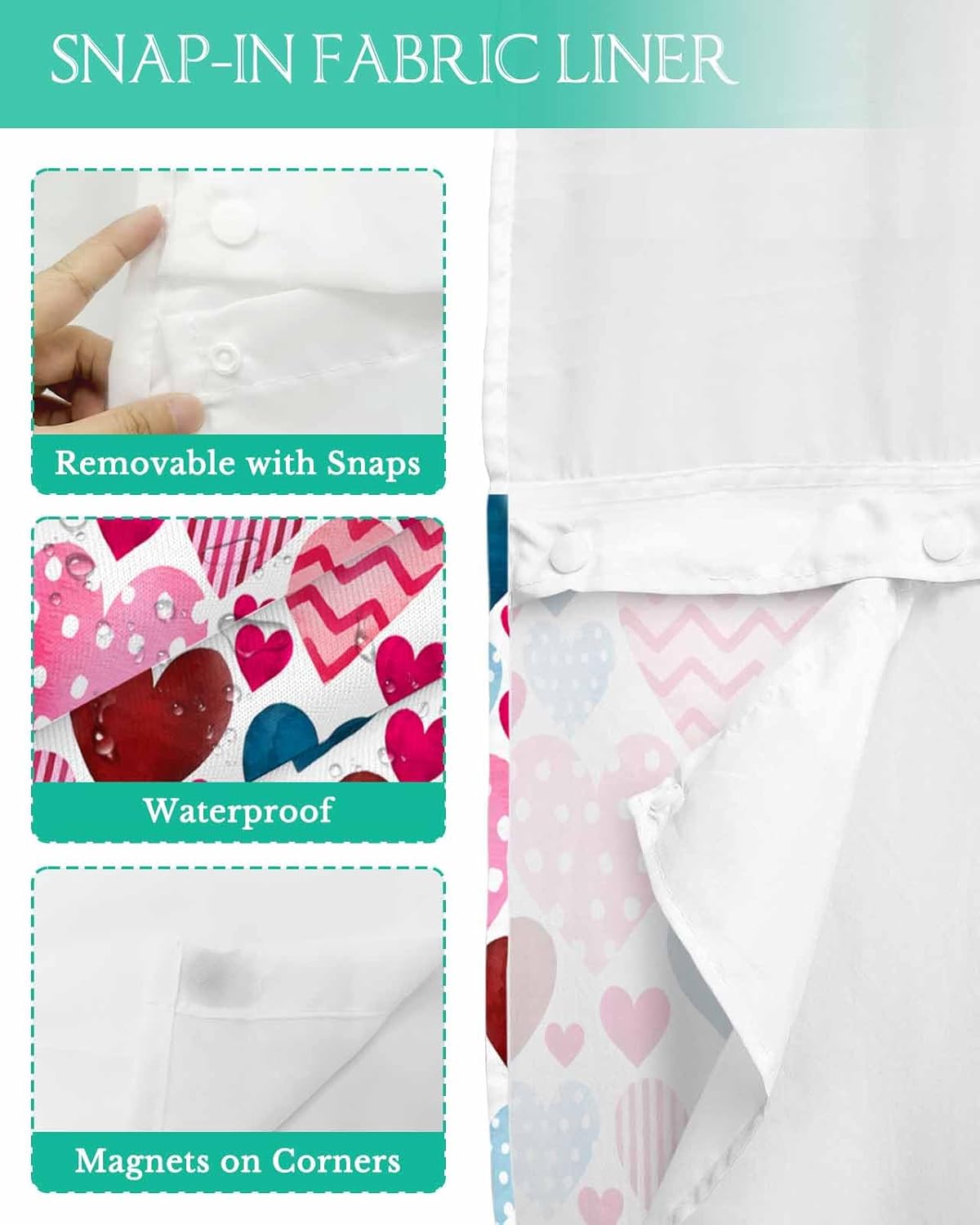 No-Hook Shower Curtain Set