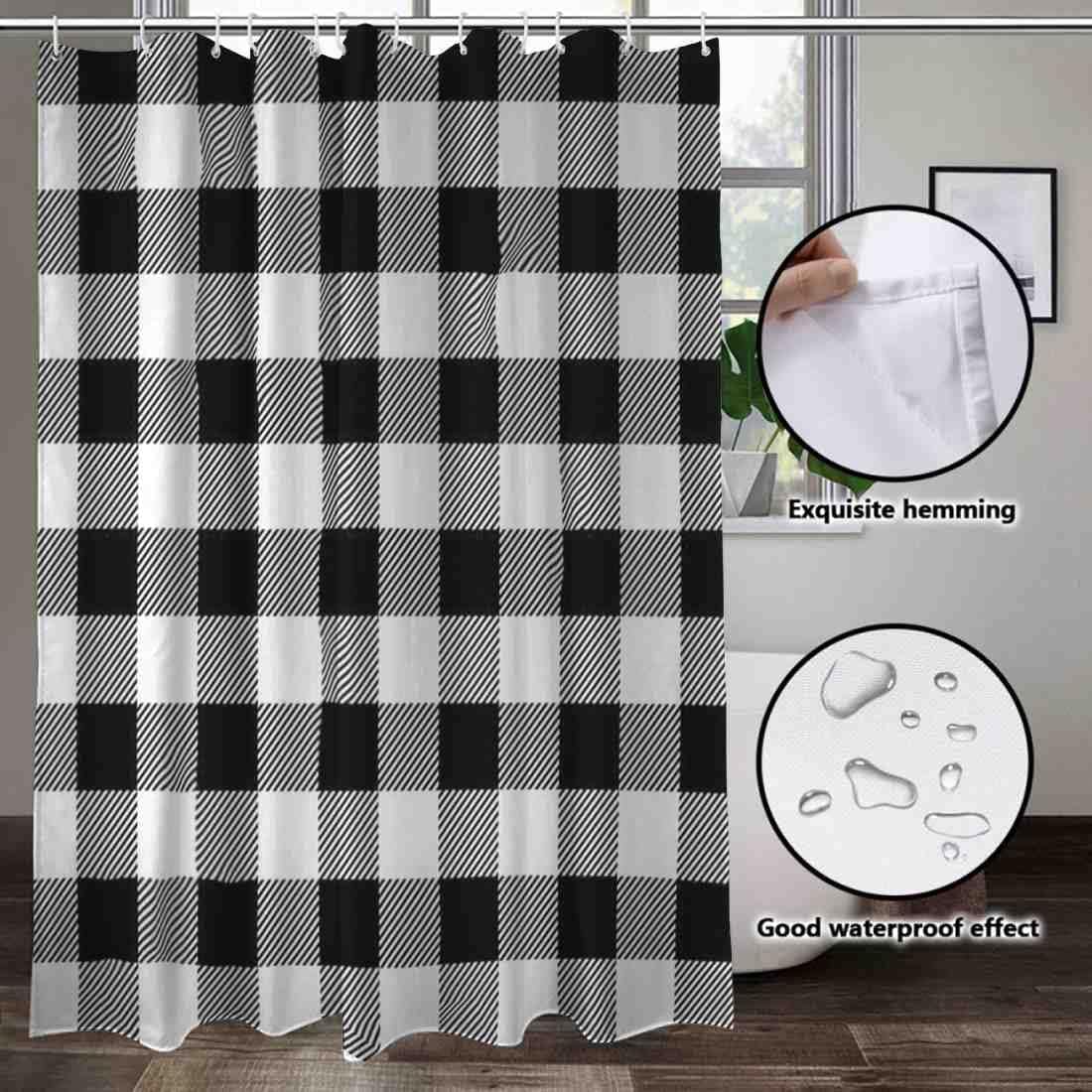 VISALUNA 72x72in Waterproof Shower Curtain Set with 12 Hooks