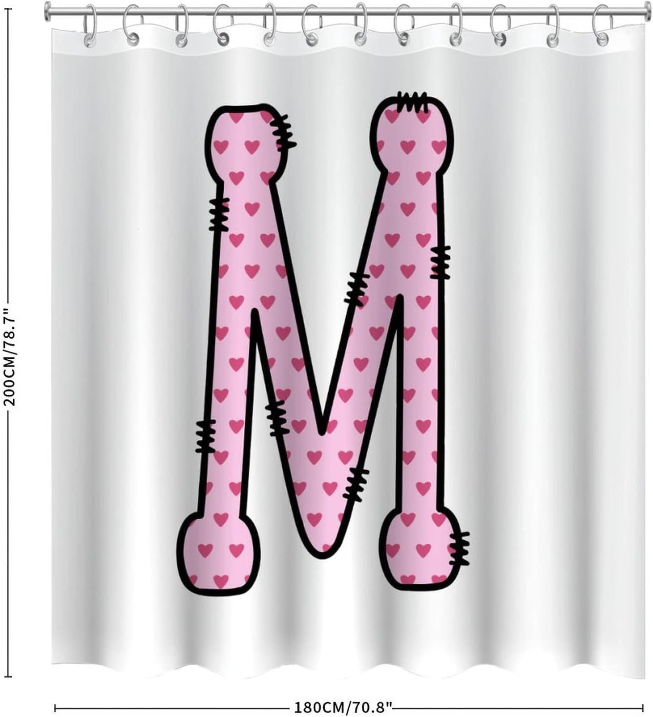 VEHFA Cute Pink Love Heart M Shower Curtain