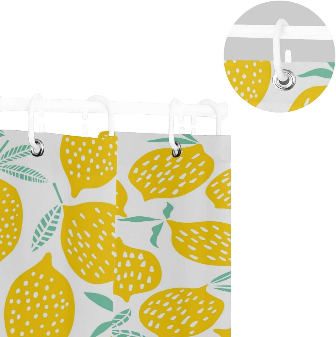 AUUXVA 72x72-inch Fruit Lemon Patterned Bath Curtain