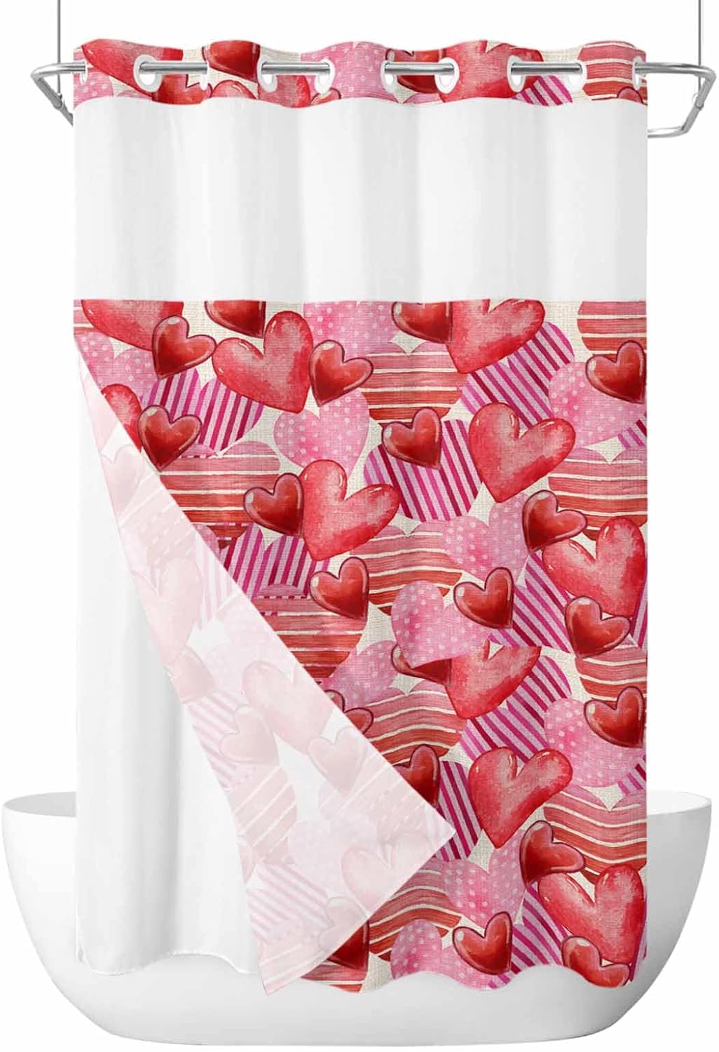 Waterproof See-Through No-Hook Shower Curtain Set