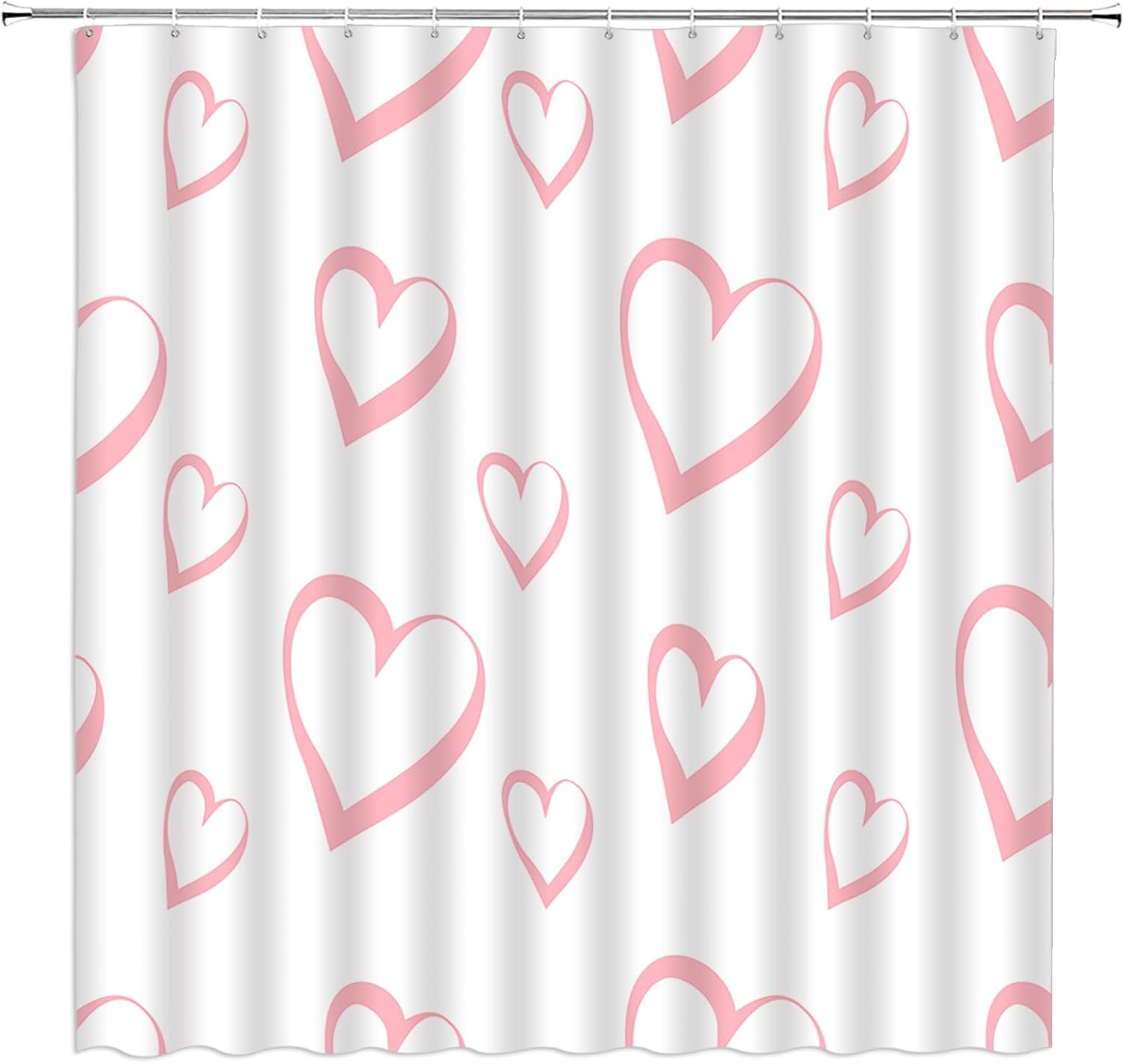 Valentines Day Gift Romantic Bathroom Curtain Set Pink Heart Design