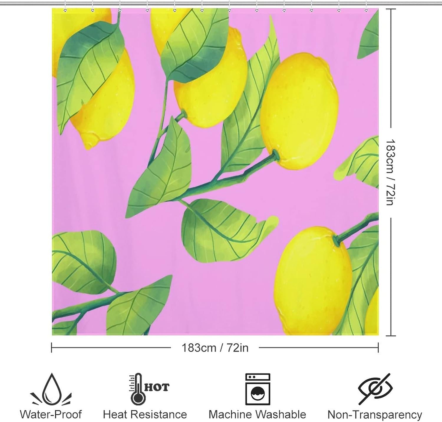 Sweet Natural Fruit Pattern Bath Curtain with 12 Hooks
