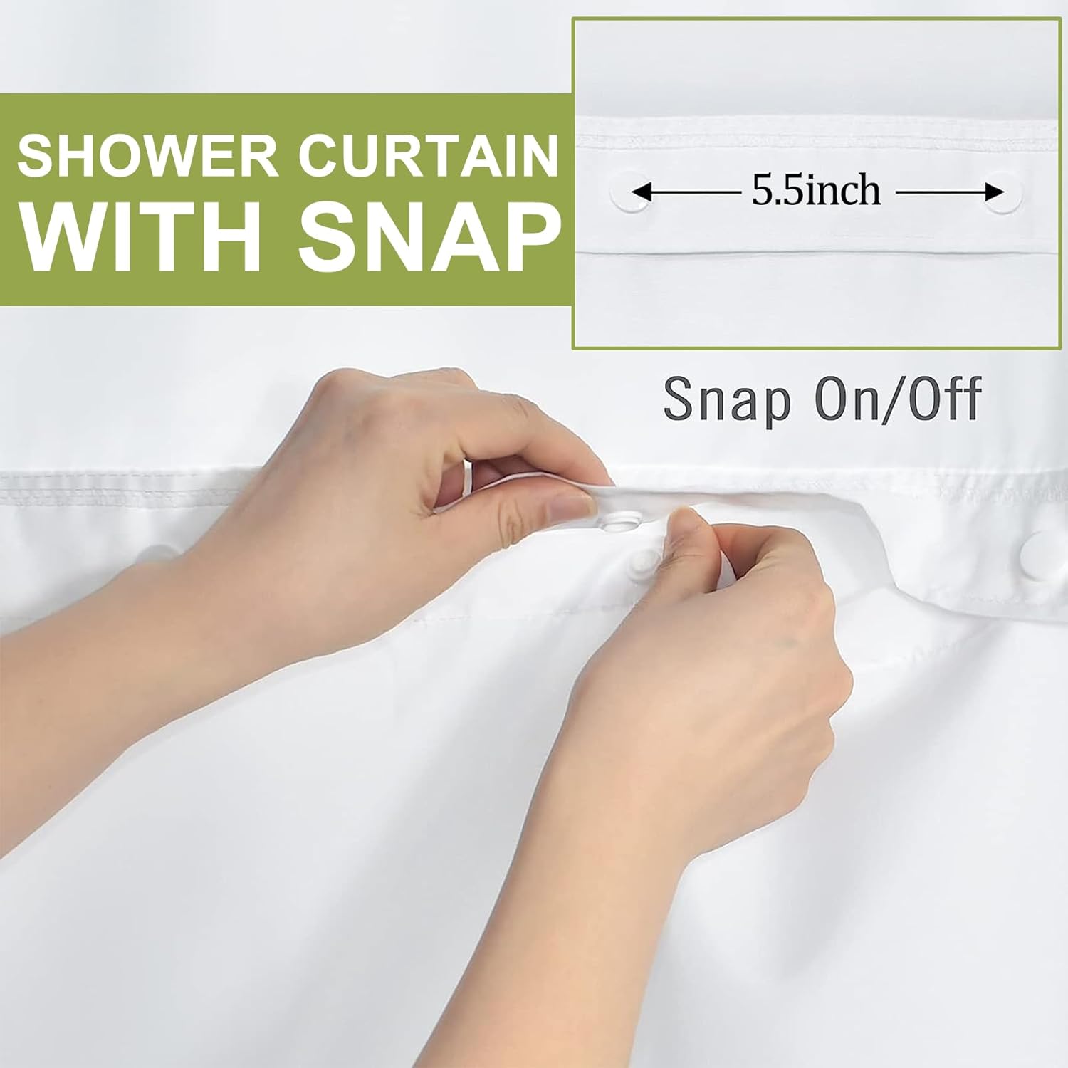 AWERT Misty Forest No Hook Shower Curtain with Liner