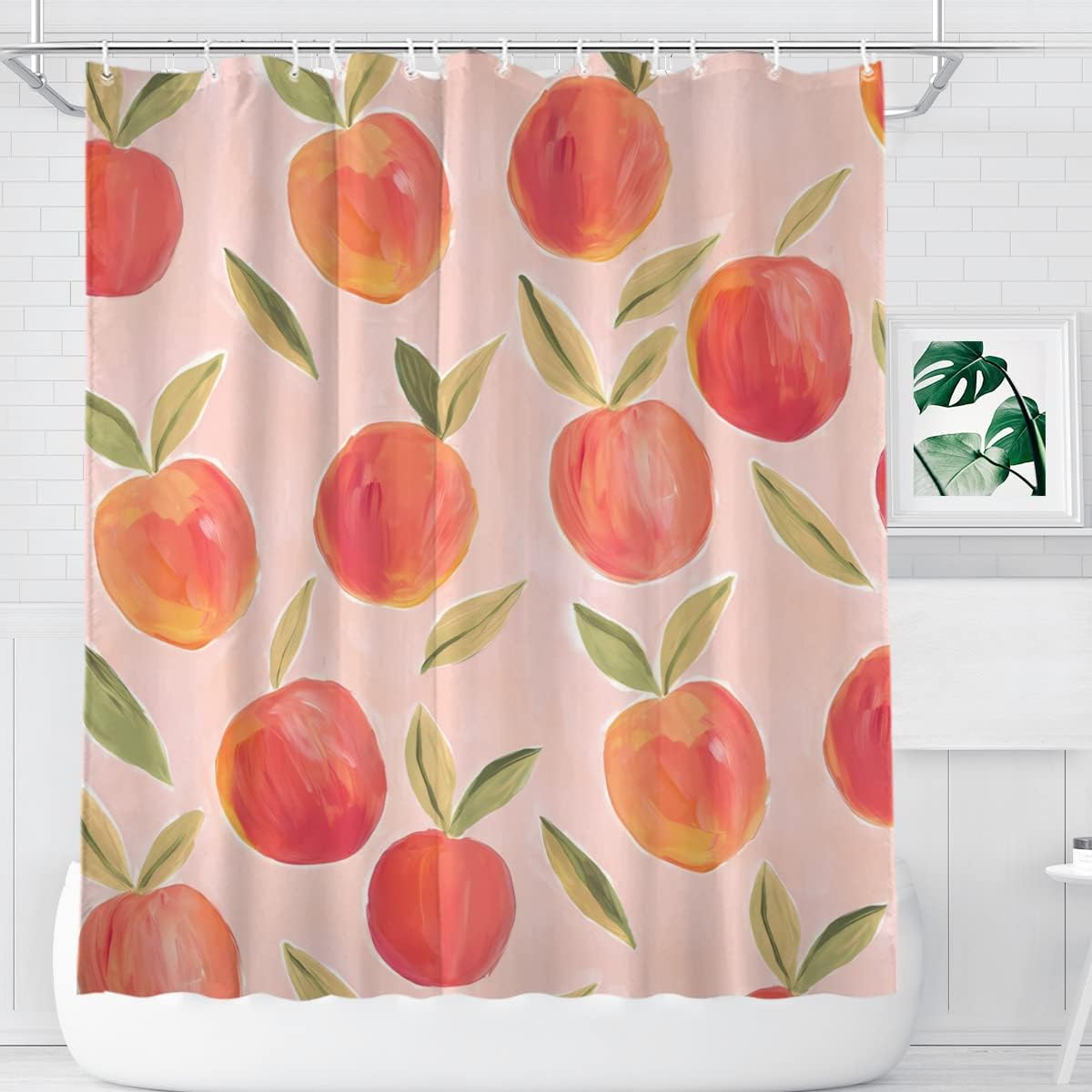 KOMIKU Pink Peach Fruit Shower Curtain Delight Your Bathroom