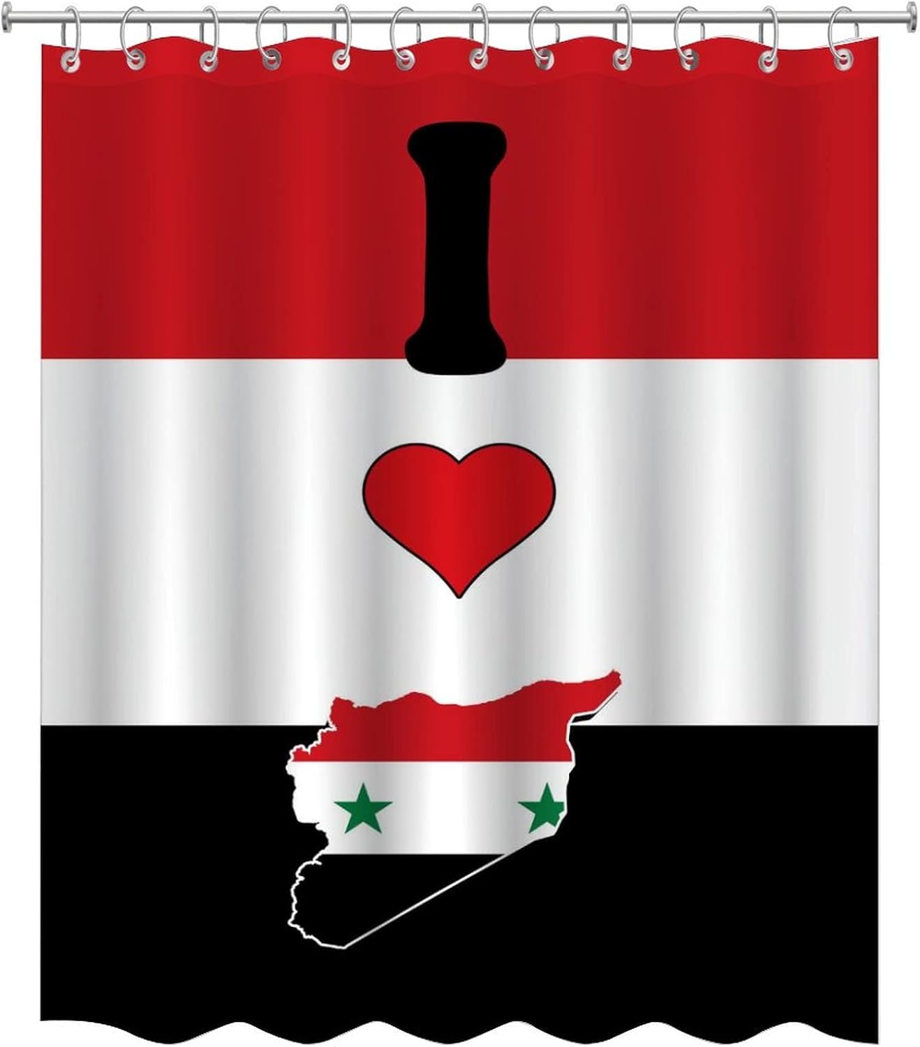 VEHFA I Love My Country Syria Shower Curtain with 12 Hooks Polygons