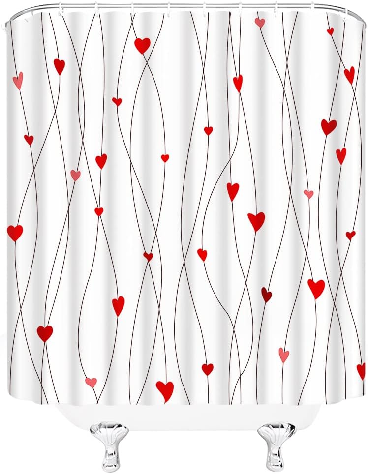 Valentines Day Heart Shower Curtain Red