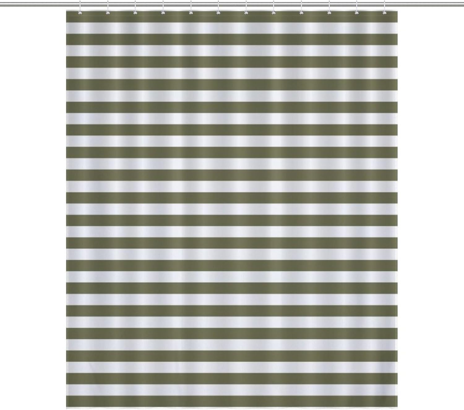 Modern Olive Green Washable Shower Curtain Set