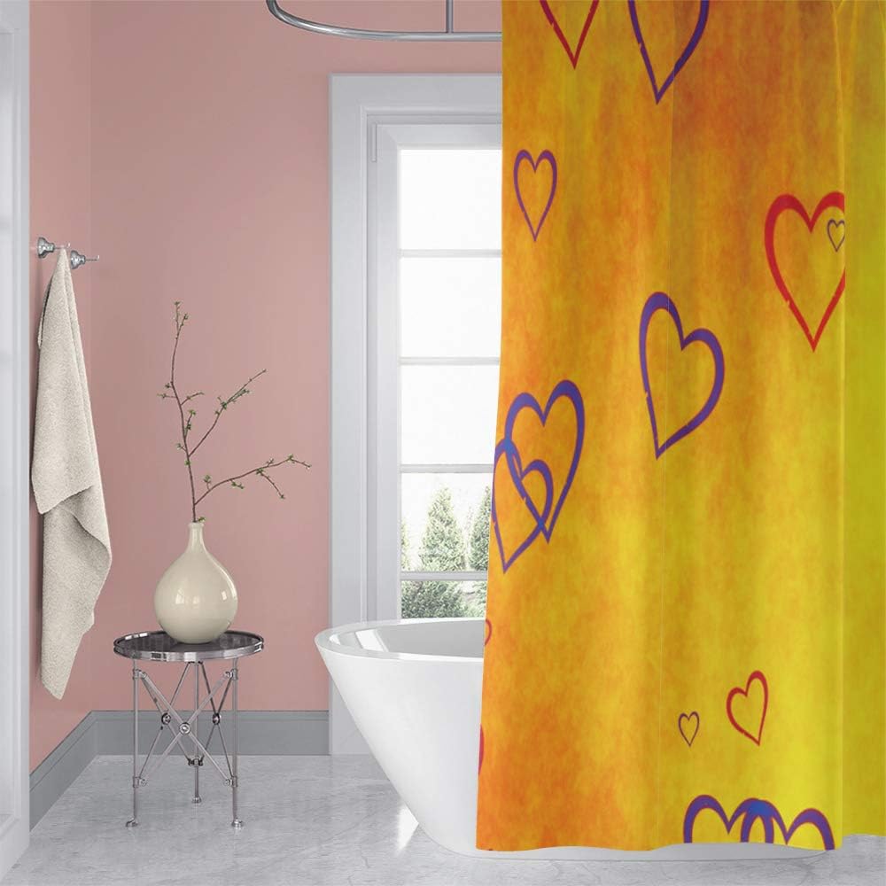 72x78inch Love Heart Red Purple Shower Curtain for Valentines Day