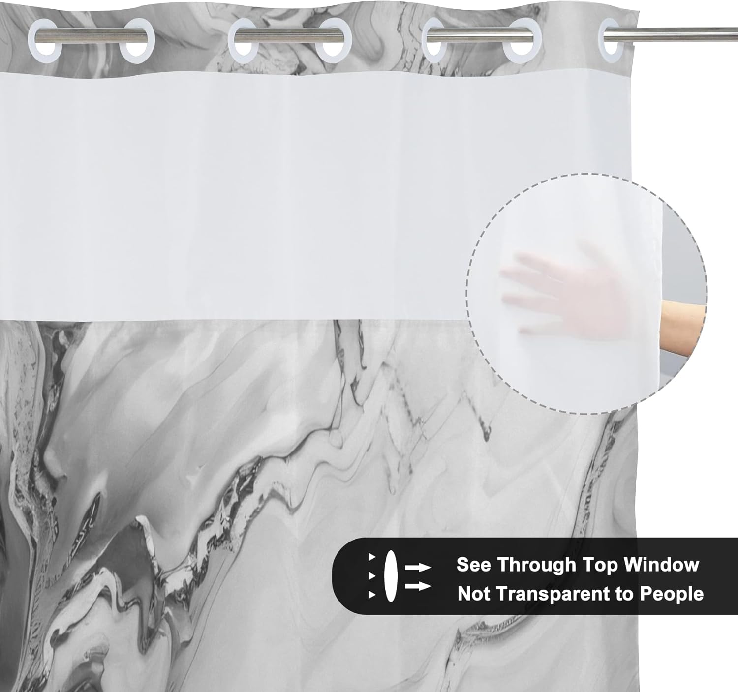 No Hook Marble Shower Curtain