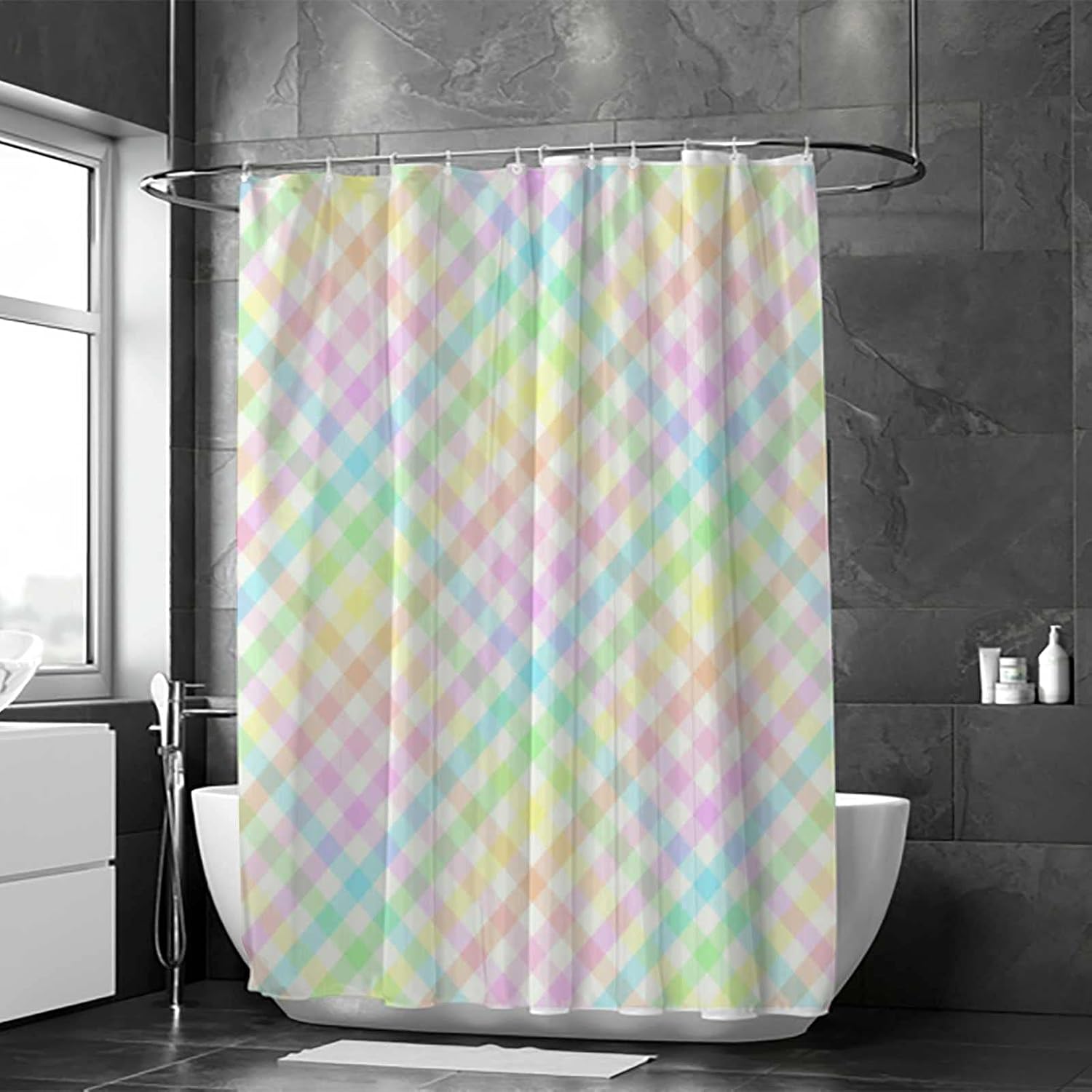 Durable Colorful Plaid Shower Curtains