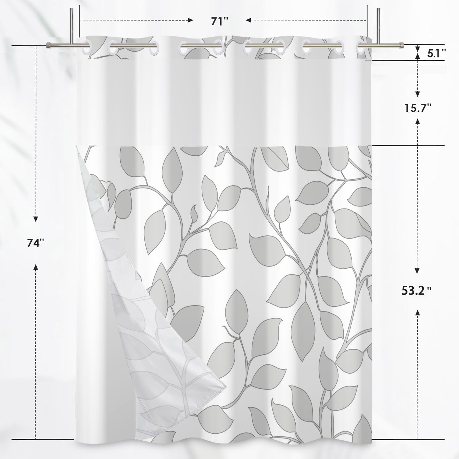 Elegant Modern No-Ring Shower Curtain