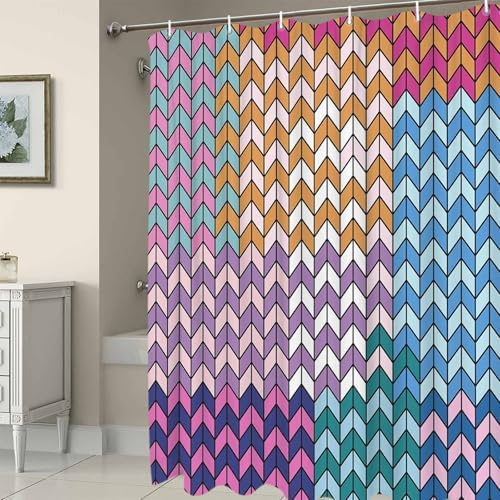 Moroccan geometric shower curtain set with 12 hooks waterproof bath curtain design