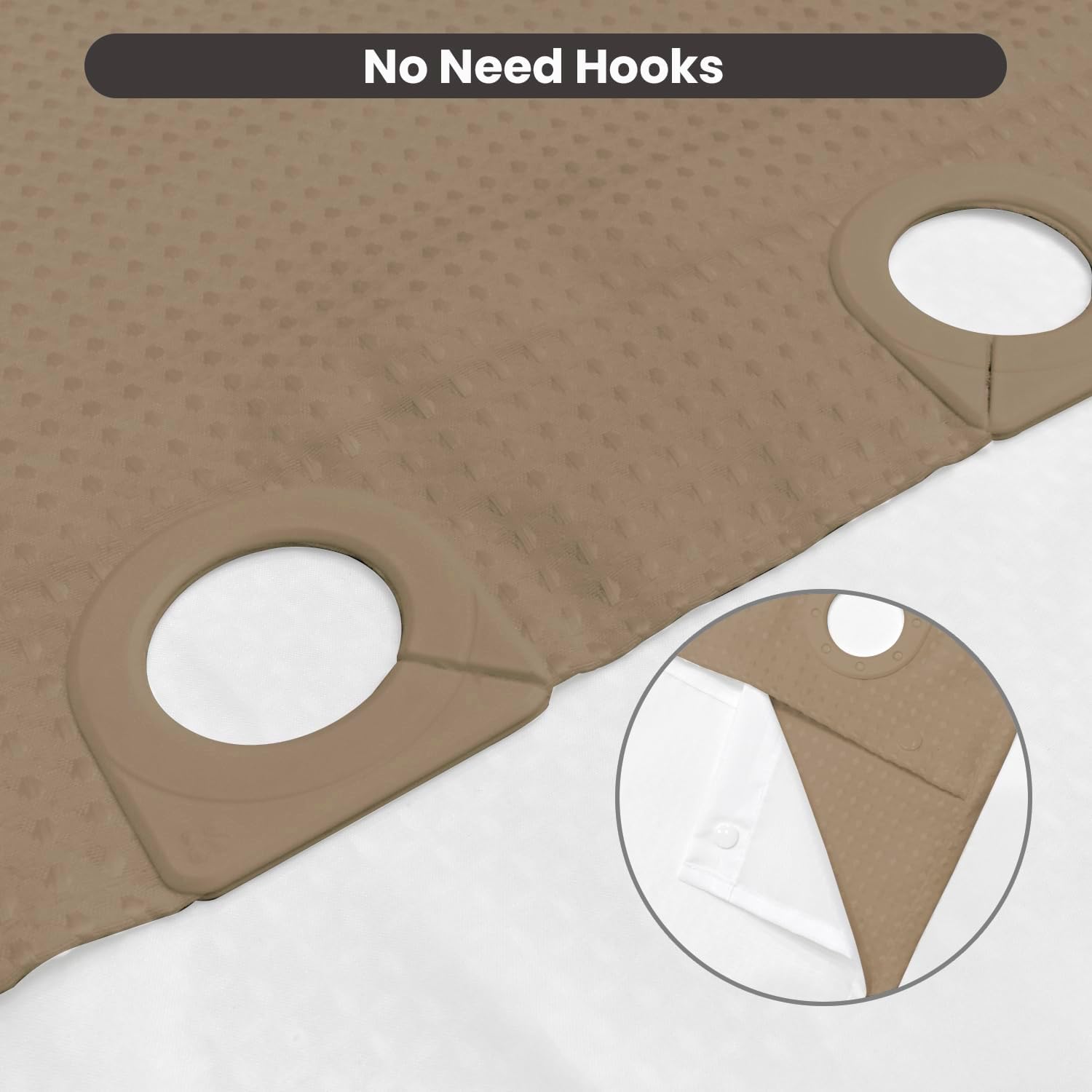 Easy Set No-Hook Waffle Washable Shower Curtain Set