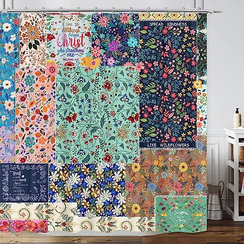 Bohemian Boho Floral Shower Curtain Set