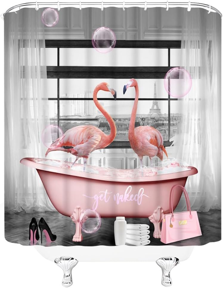 Relax in Style with Pink Flamingo Shower Curtain Set