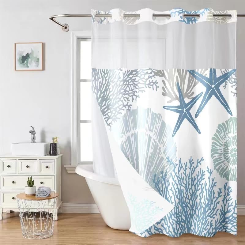 Seashell Style 72x75 Nautical Shower Curtain