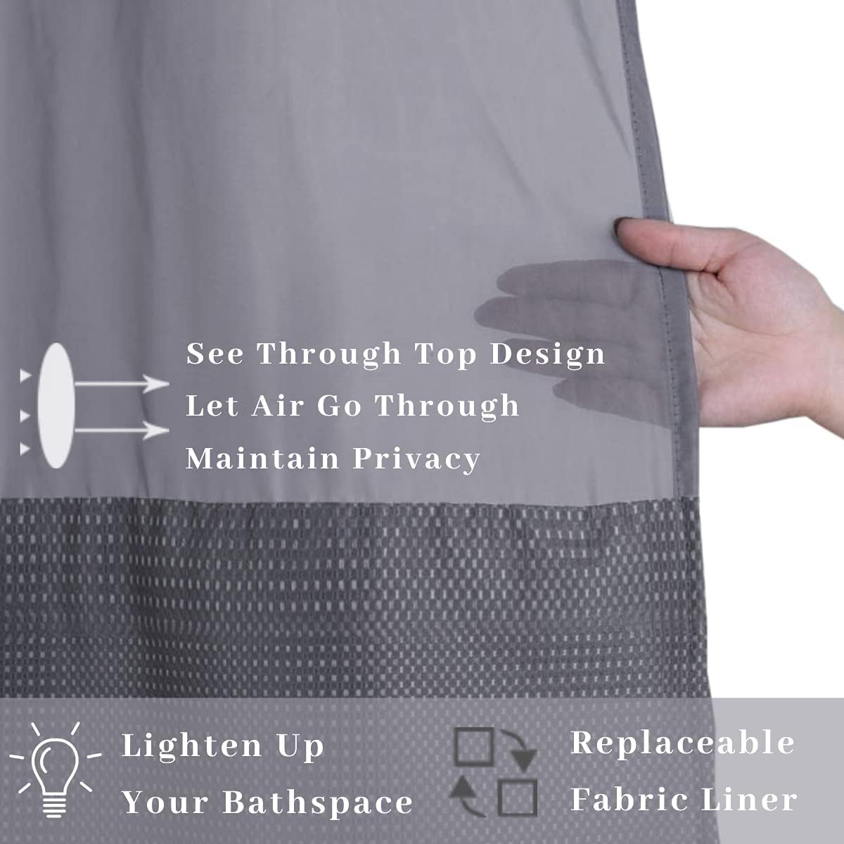 Ecoehoe Folding 36 x 72 Shower Curtain Set with Magnet Liner